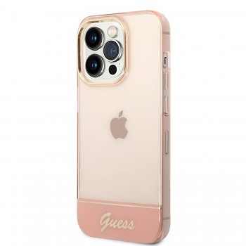 Guess PC/TPU Camera Outline Translucent Zadní Kryt pro iPhone 14 Pro Max Pink