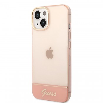 Guess PC/TPU Camera Outline Translucent Zadní Kryt pro iPhone 14 Plus Pink