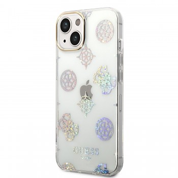 Guess PC/TPU Peony Glitter Zadní kryt pro iPhone 14 White