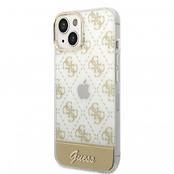 Guess PC/TPU Peony Glitter Script Logo Zadní kryt pro iPhone 14 Gold