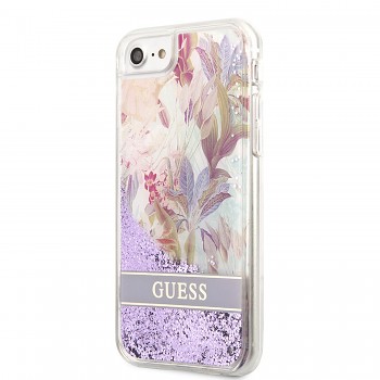 Guess Liquid Glitter Flower Zadní Kryt pro iPhone 7/8/SE2020/SE2022 Purple
