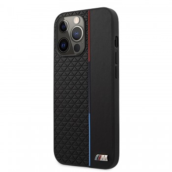 BMW PU Triangles Tricolor Line Kryt pro iPhone 13 Pro Max Black