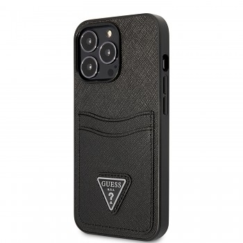 Guess Saffiano Double Card Zadní Kryt pro iPhone 13 Pro Max Black