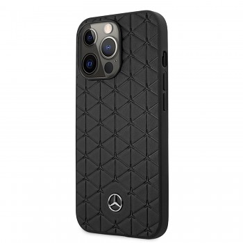 Mercedes Genuine Leather Quilted Kryt pro iPhone 13 Pro Black