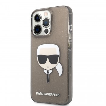Karl Lagerfeld TPU Full Glitter Karl Head Kryt pro iPhone 13 Pro Black