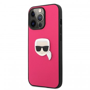 Karl Lagerfeld PU Leather Karl Head Zadní Kryt pro iPhone 13 Pro Pink