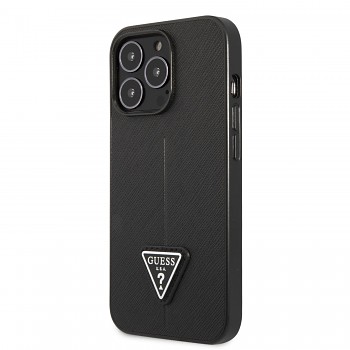 Guess PU Saffiano Triangle Zadní Kryt pro iPhone 13 Pro Black