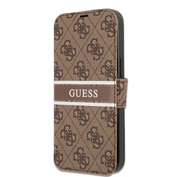 Guess PU 4G Printed Stripe Book Pouzdro pro iPhone 13 Brown