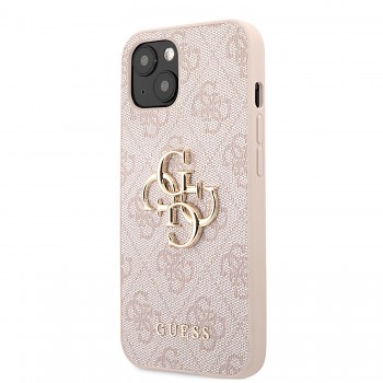 Guess PU 4G Metal Logo Zadní Kryt pro iPhone 13 Pink