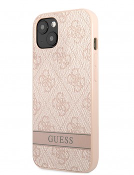 Guess PU 4G Stripe Zadní Kryt pro iPhone 13 Pink