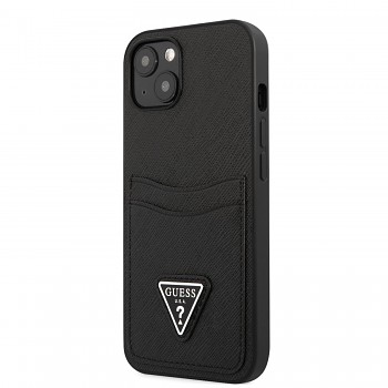 Guess Saffiano Double Card Zadní Kryt pro iPhone 13 Black