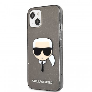 Karl Lagerfeld TPU Full Glitter Karl Head Kryt pro iPhone 13 mini Black