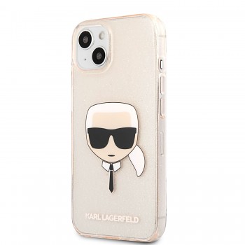 Karl Lagerfeld TPU Full Glitter Karl Head Kryt pro iPhone 13 mini Gold