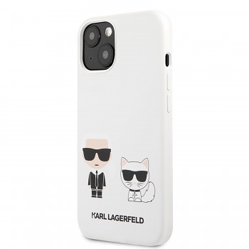 Karl Lagerfeld and Choupette Liquid Silicone Zadní Kryt pro iPhone 13 mini White