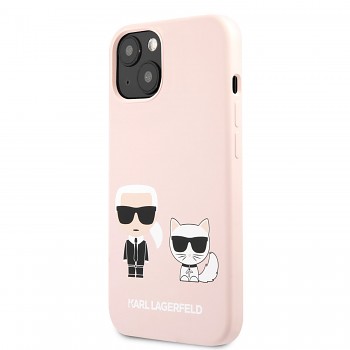 Karl Lagerfeld and Choupette Liquid Silicone Zadní Kryt pro iPhone 13 mini Pink