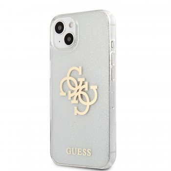 Guess TPU Big 4G Full Glitter Zadní Kryt pro iPhone 13 mini Transparent