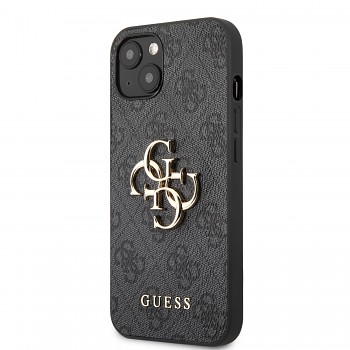Guess PU 4G Metal Logo Zadní Kryt pro iPhone 13 mini Grey