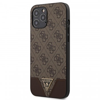 Guess 4G Triangle Zadní Kryt pro iPhone 12 Pro Max 6.7 Brown