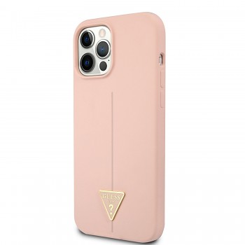Guess Silicone Line Triangle Zadní Kryt pro iPhone 12/12 Pro Pink