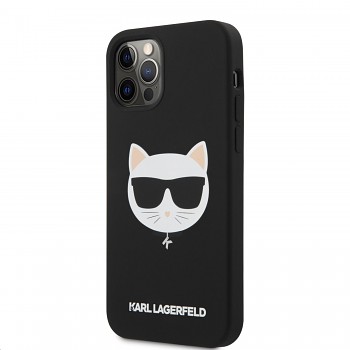 Karl Lagerfeld Choupette Head Silikonový Kryt pro iPhone 12/12 Pro 6.1 Light Black