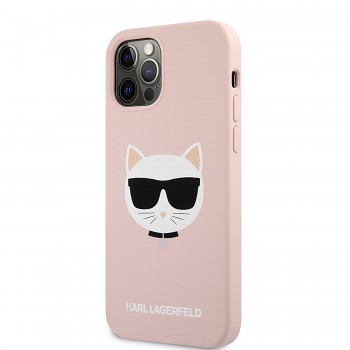 Karl Lagerfeld Choupette Head Silikonový Kryt pro iPhone 12/12 Pro 6.1 Light Pink