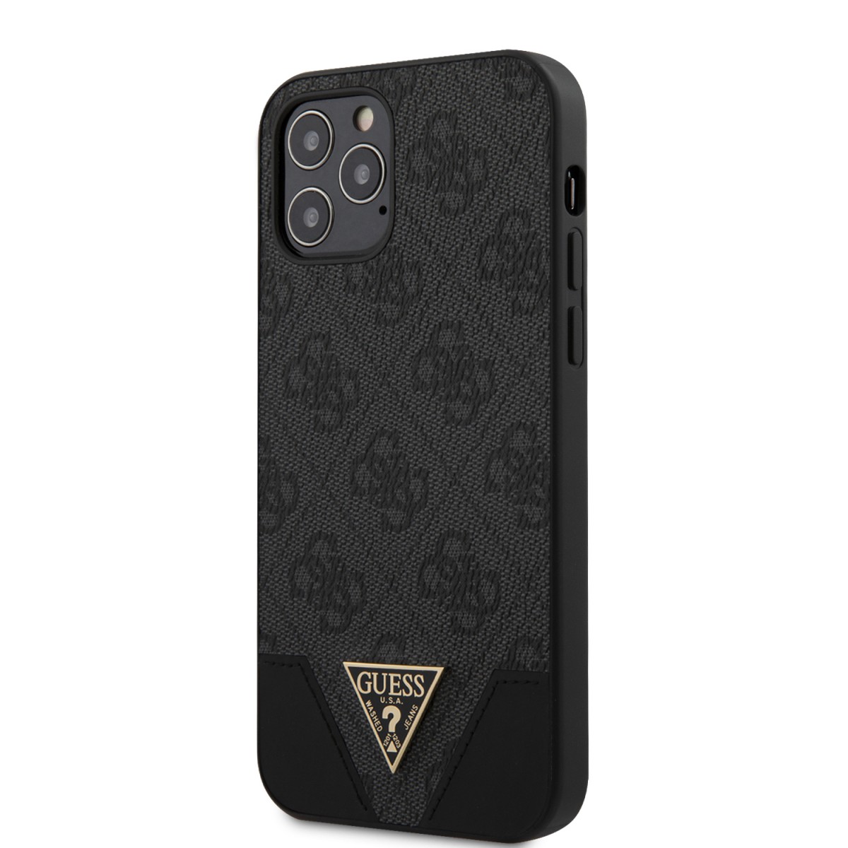 Levně Guess 4G Triangle Zadní Kryt pro iPhone 12/12 Pro 6.1 Grey