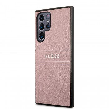 Guess PU Leather Saffiano Zadní Kryt pro Samsung Galaxy S22 Ultra Pink