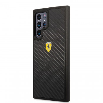 Ferrari Real Carbon Zadní Kryt pro Samsung Galaxy S22 Ultra Black