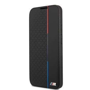BMW PU Book Triangles Tricolor Line Pouzdro pro Samsung Galaxy S22 Black