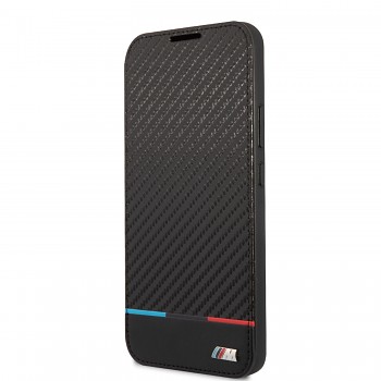 BMW M PC/TPU Book Tricolor Stripes Pouzdro pro Samsung Galaxy S22 Black