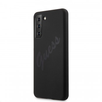 Guess Silicone Vintage Zadní Kryt pro Samsung Galaxy S21+ Black