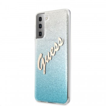 Guess PC/TPU Vintage Zadní Kryt pro Samsung Galaxy S21+ Gradient Light Blue