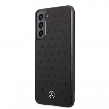 Mercedes Genuine Leather Quilted Kryt pro Samsung Galaxy S21 FE 5G Black