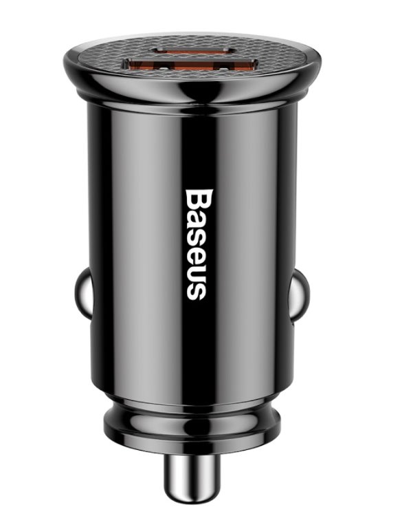 Levně Adaptér do auta Baseus CCALL-YS01 Circular USB+USB-C 30W Black