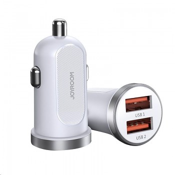 Joyroom C-A08 Mini Dual-port 30W Smart Car Charger PD+QC3.0 White