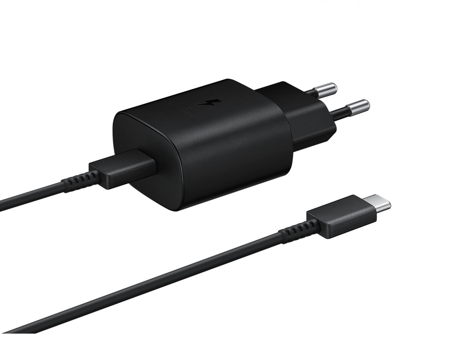 Levně EP-TA800XBE Samsung Quickcharge 25W Cestovní nabíječka + USB-C Datový Kabel Black