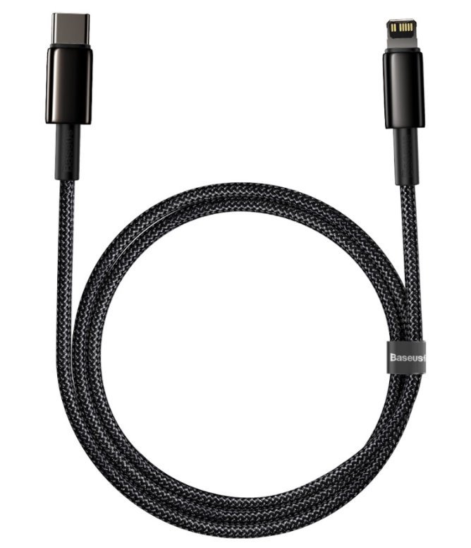 Levně Baseus CATLWJ-A01 Tungsten Gold Fast Charge Kabel USB-C to Lightning 20W 2m Black