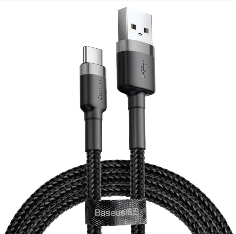 Levně Baseus CATKLF-BG1 Cafule Kabel USB-C 3A 1m Grey/Black