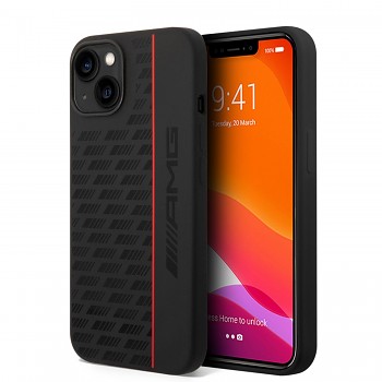 AMG Liquid Silicone Carbon Pattern Zadní Kryt pro iPhone 14 Black
