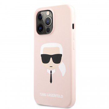 Karl Lagerfeld Liquid Silicone Karl Head Zadní Kryt pro iPhone 13 Pro Max Light Pink