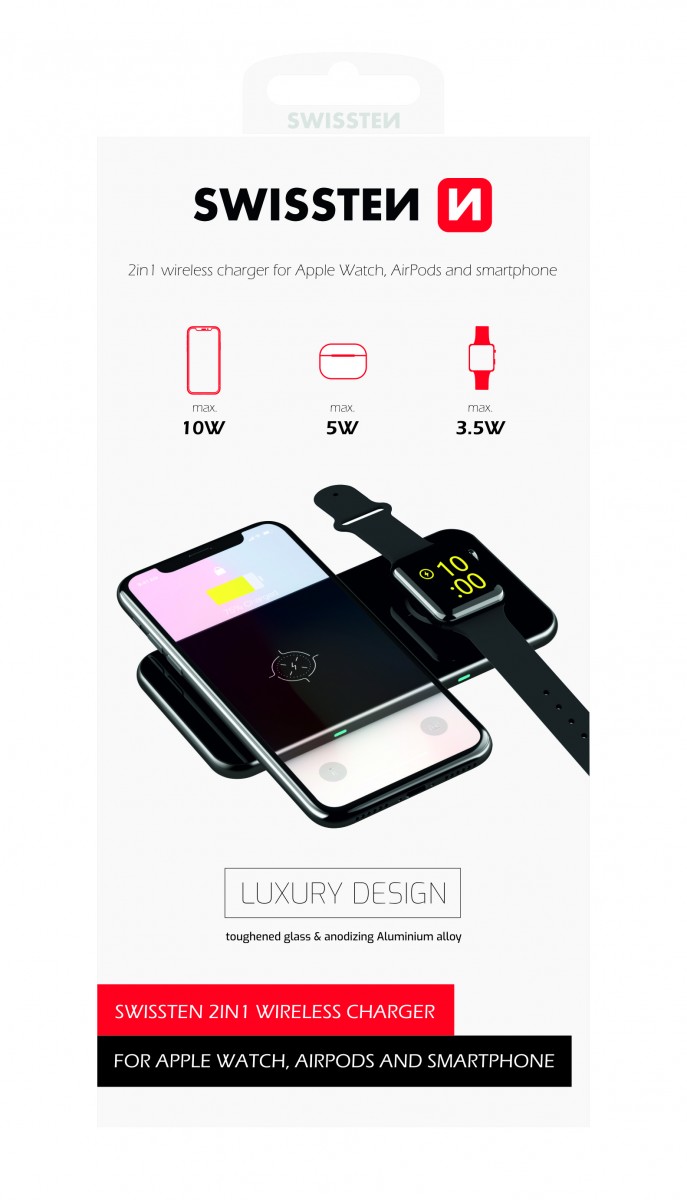 Levně Swissten wireless nabíječka 2v1 černá