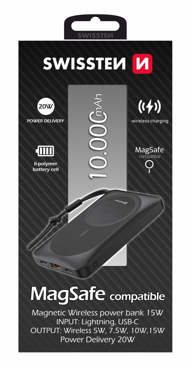 Levně Swissten power bank (magsafe compatible) 10000 mah