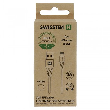 Datový kabel swissten usb/lightning bílý 1,2m  (eco balení)