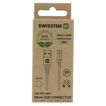Datový kabel swissten usb/micro usb bílý 1,2m  (eco balení)