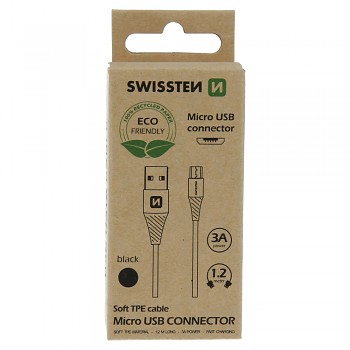 Datový kabel swissten usb/micro usb černý 1,2m  (eco balení)