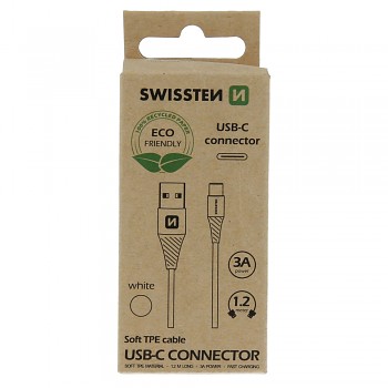 Datový kabel swissten usb/usb-c  bílý 1,2m  (eco balení)