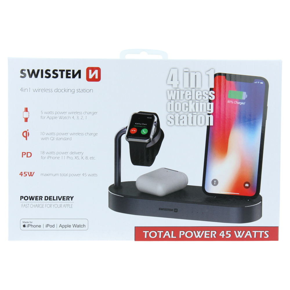 Levně Swissten wireless nabíječka 4in1 mfi
