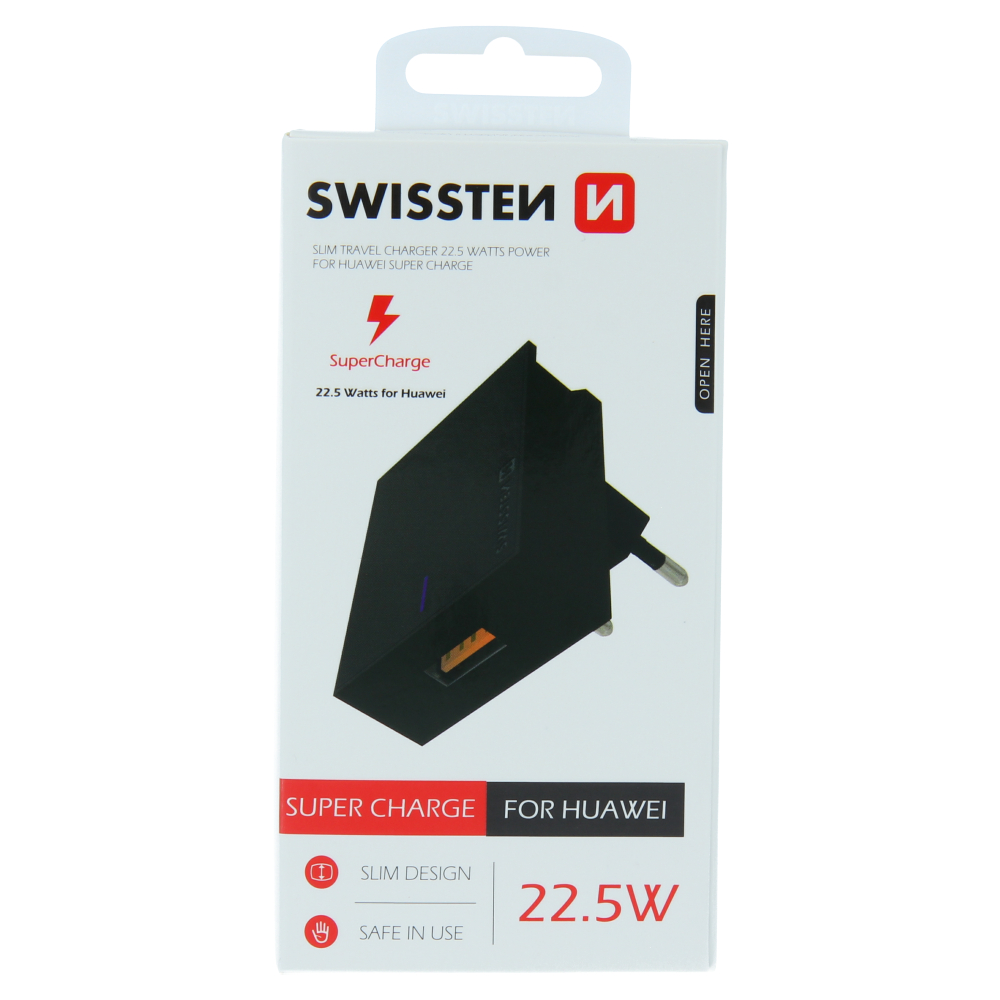 Levně Swissten síťový adaptér pro huawei super charge 22,5w černý