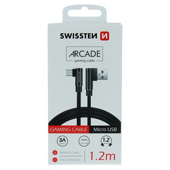 Textilní datový kabel swissten arcade usb / micro usb 1,2 m černý