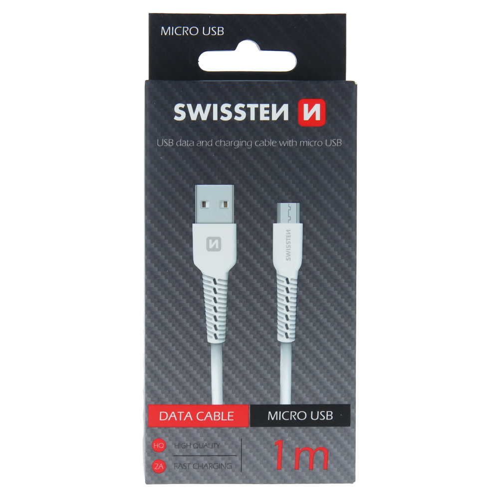 Levně Datový kabel swissten usb / micro usb 1,0 m bílý
